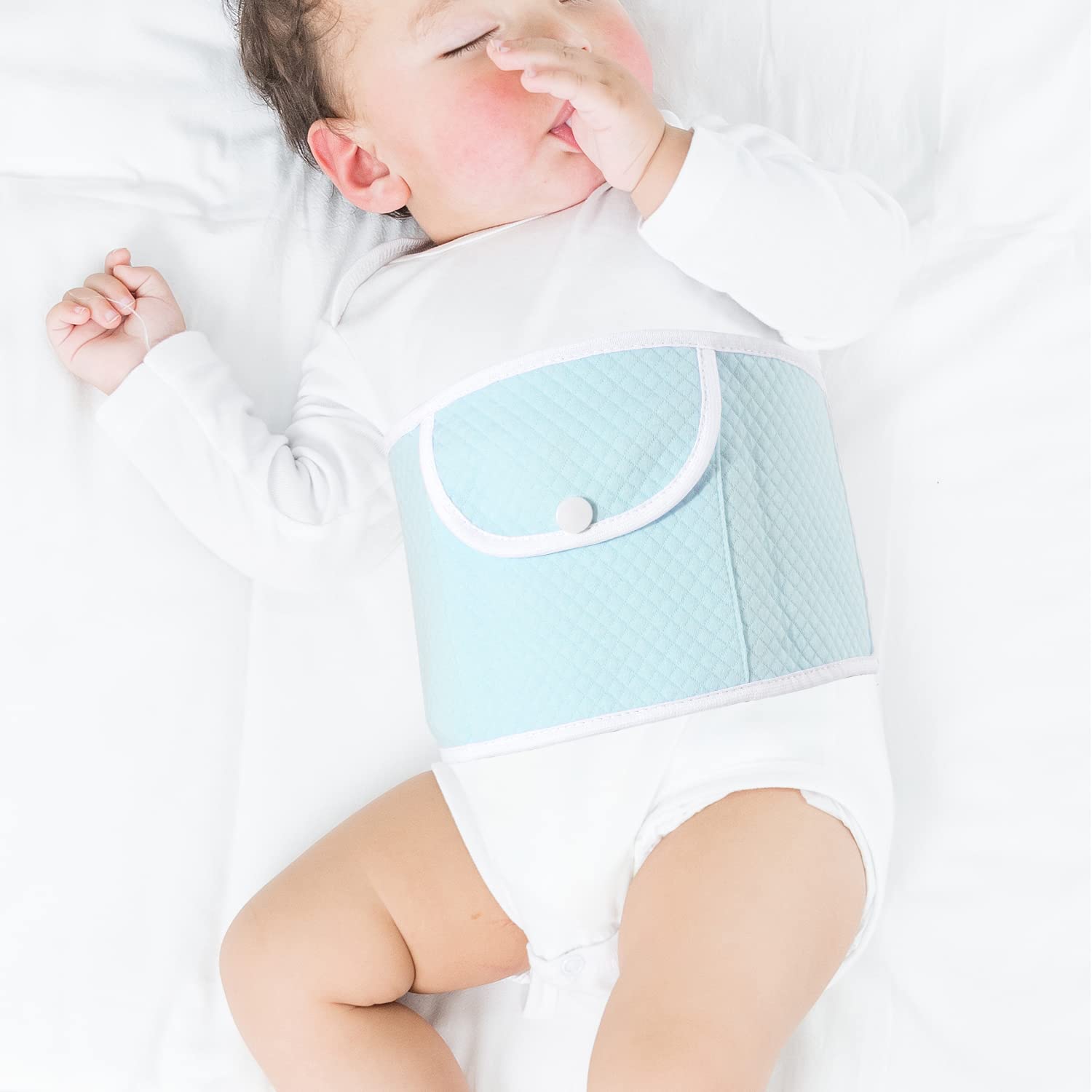 251024150116990_1 Baby Colic, Gas and Upset Stomach Relief,Heated Tummy Wrap,Infant Swaddling Belly Belt with Soothing Warmth,Newborns Bellyband,Relieve intestinal colic, Soothe Colic Discomfort,Hot water bottles(Blue) - Image 1